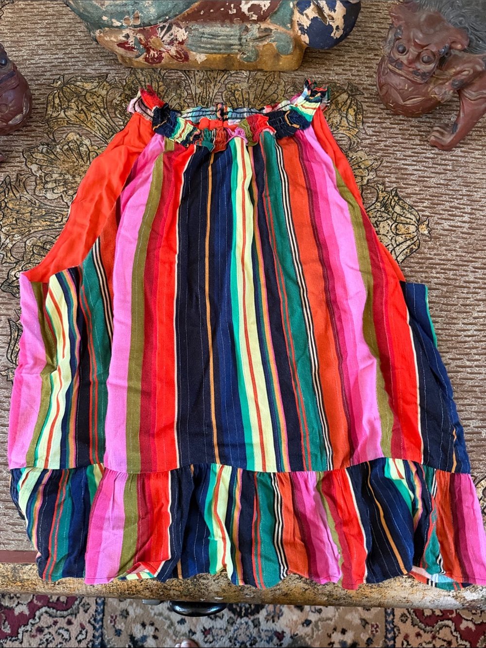 FARM Rio Vibrant Multi-Color Striped Halter Camisole